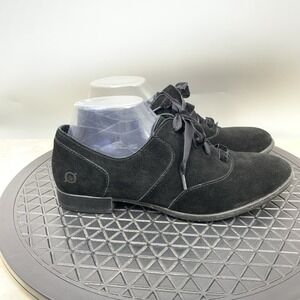 BORN Shoes Women Size 8.5 Black Suede Leather Lace Up Oxford Loafer Low Heel